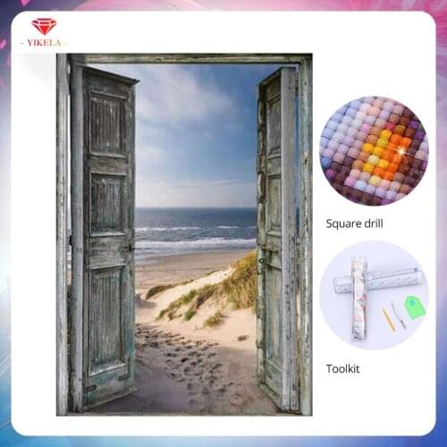 YIKELA 5D Full Square Diamond Embroidery Cross Stitch Diamond Painting DIY Wall Sticker Beach Scenery Diamond Painting Kit Gift