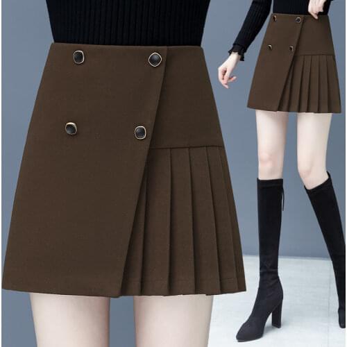 Wool pleated skirt womens 2021 spring and autumn new A short skirt fashion Joker slim high waist skirt skirt Sexy skirt