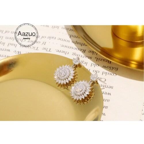 Aazuo 18K Solid White Gold Real Diamonds 1.6ct Luxury Perfect Round Stud Earrings Gifted For Women Advanced Wedding Party Au750