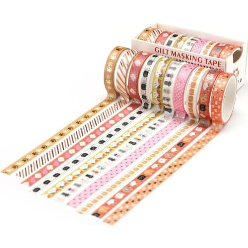 10 Pcs/Set Colorful Series Washi Tape Cute Heart Masking Tape Decor Adhesive Tape Sticker Scrapbooking DIY Stationery Journal