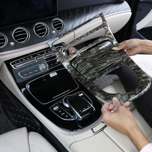 2pcs Marbling Color ABS Plastic Console Gear Panel Frame Cover Trim for Mercedes Benz W213 E Class 2016-2018 Models Accessories