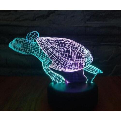 Tortoise 3d Visual Nightlight Creative Colorful Touch Charging Led Stereo Lamp Gift Atmosphere Usb Led 3d Light Fixtures