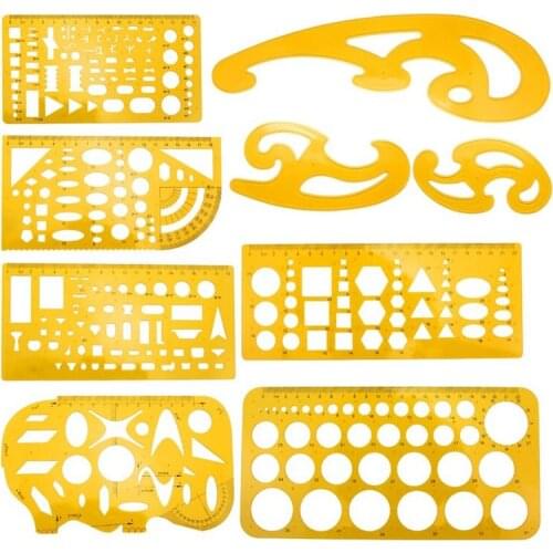 9 Pcs Architecture Drawing Templates Technical Drafting Stencils Tool French Curve Ruler for Artistic Studio Office