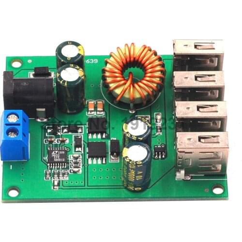 DC-DC Step-Down Module Wide Voltage 5V/5A High Power Car Power Supply 4USB Output
