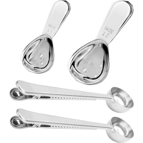 Stainless Steel Coffee Spoon Set, Short Handle Spoon Measuring Spoon, 4 Pieces