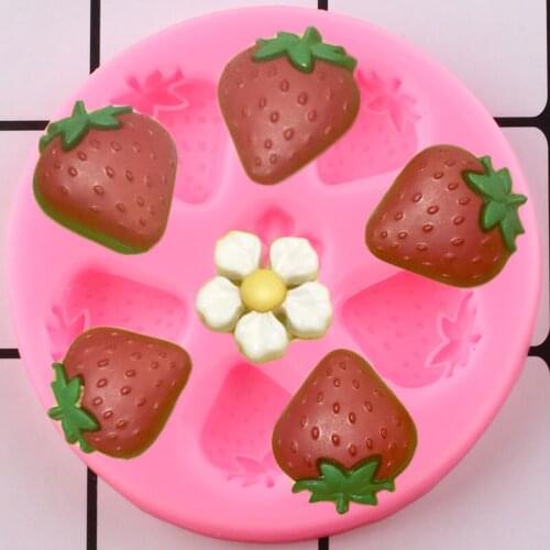Strawberry Silicone Molds Flower Cupcake Topper Fondant Mold DIY Party Cake Decorating Tools Candy Clay Chocolate Gumpaste Mould