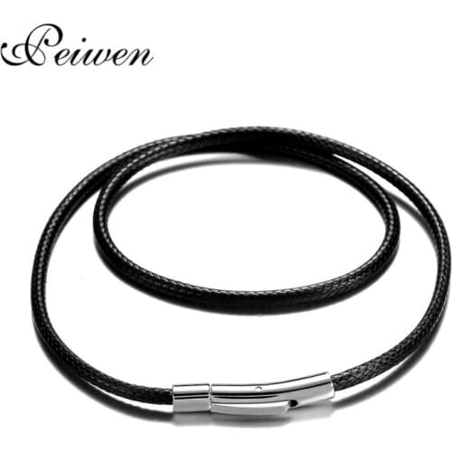Brown Black Leather Necklace Leather Cord Wax Rope Chain Necklaces For Men Stainless Steel Tube Clasp Choker DIY Jewelry Gifts