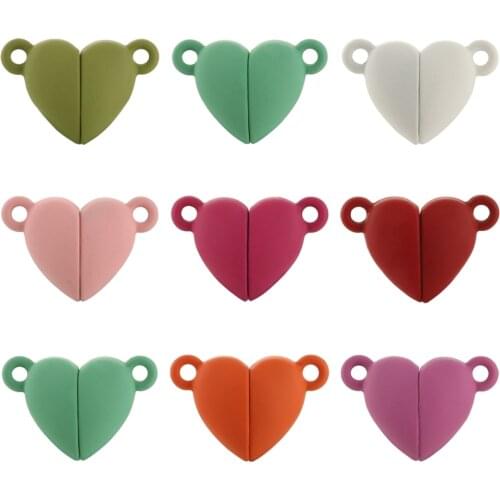 Metal Alloy Love Heart Strong Magnetic Clasps For Leather Cord Bracelet Necklace Magnet End Clasp Connector Jewelry Making DIY