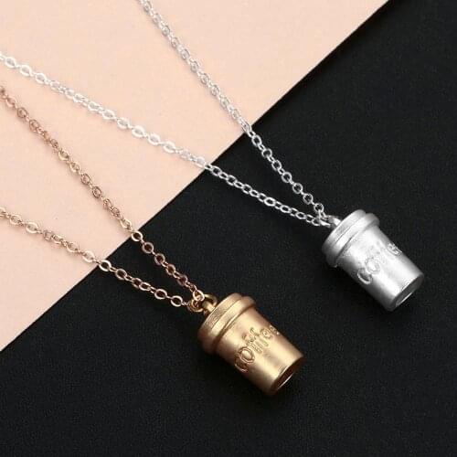 QIAMNI Cute 3D Coffee Cup Pendant Necklaces for Women Kids Lovely Tea Cup Necklace Choker Stereoscopic Creative Jewelry Gifts