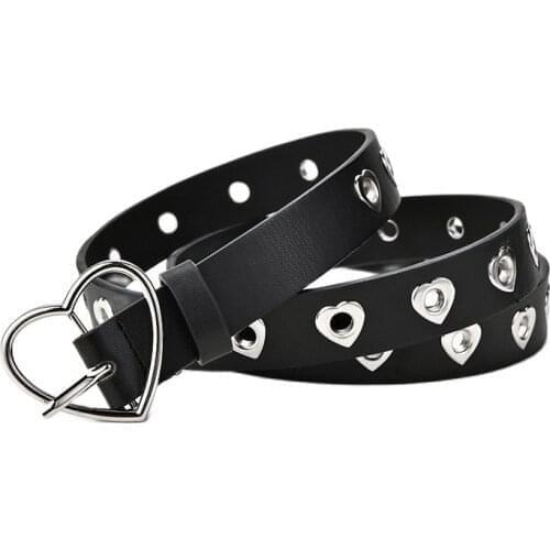 2021 New Love Heart Metal Buckle Ladies Jeans Belt Fashion Heart-shaped Eyelet Hollow Dress Belts