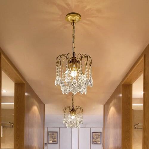 OuXean Stylish LED Crystal Chandeliers Gold Iron Lamp Indoor Lighting for Home Decor Living Room Bedroom Hotel Restaurant Coffee