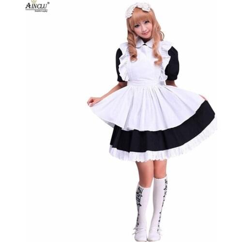 Middle-Long Dress Spring/Summer/Autumn Ainclu XS-XXL High Quality Cotton Black And White Lace Gothic A-line Cosplay Lolita Dress