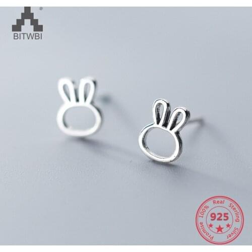 925 Sterling Silver Simplicity Art Little White Rabbit Stud Earrings Temperament Cute Animal Ear Jewelry Gifts For Women