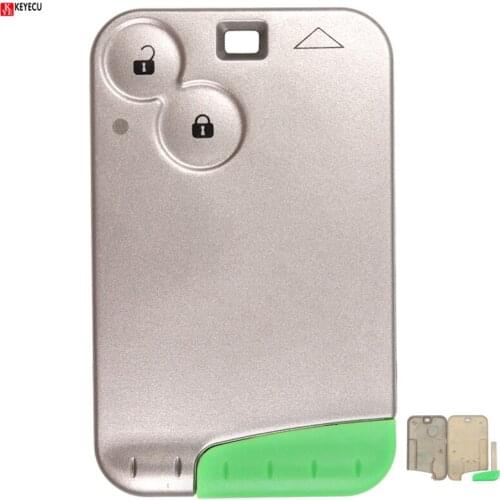 KEYECU Smart Card 2 Button Remote Key Case Keycard With Insert Blade for Laguna Espace