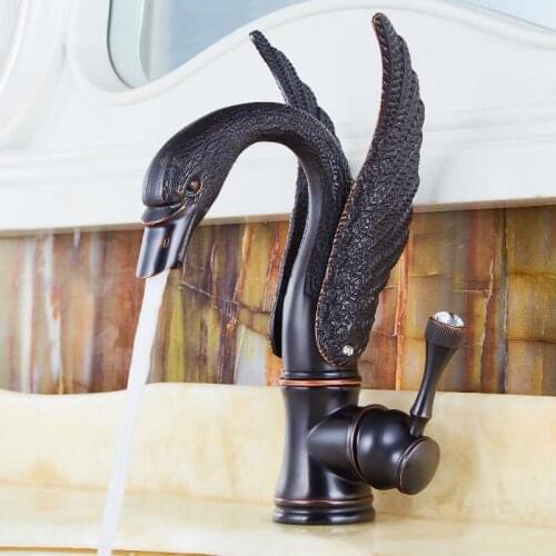 Vidric New total brass swan design luxury bathroom ORB finished sink faucet basin faucet hot and cold lavatory tap