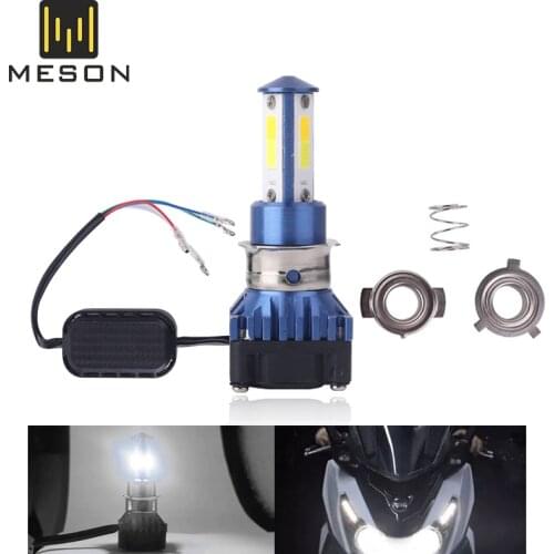 1Pcs H4 HS1 PH7 Motor Led Motorcycle Headlight COB M3 Headlamp For Moped Scooters Motorbike Dual Color Flash Motor Styling