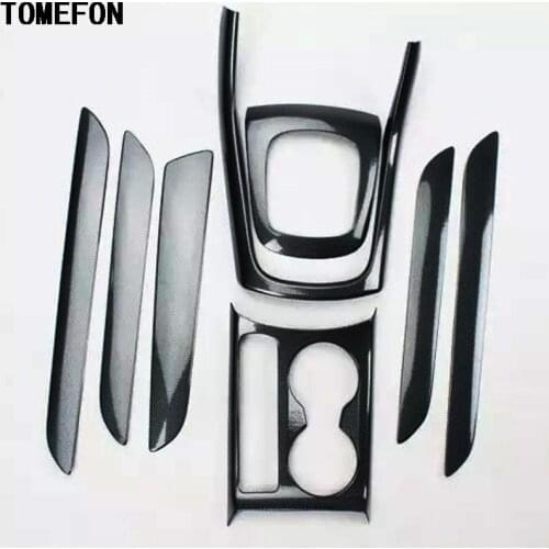 TOMEFON For Audi Q3 2013-2016 LHD ABS Plastic Carbon Fiber Paint Interior Door Interior Door Front Gear Cupholder Panel Frame