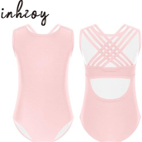 Kids Pure Color Sleeveless Professional Ballet Dance Gymnastics Leotards For Girls Ballerina Party Stage Performance Costumes