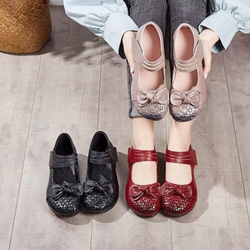 Tilocow Women Genuine Leather Flat With Casual Shoes Woman Hook&Shoes Shallow Female Flats Ladies Round Toe Footwear Fashion