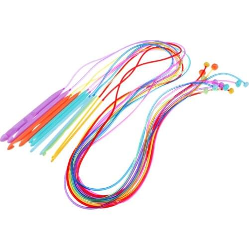 12 Sizes Colorful Plastic Carpet Crochet Hooks Knitting Needle 3.5mm to 12.0mm