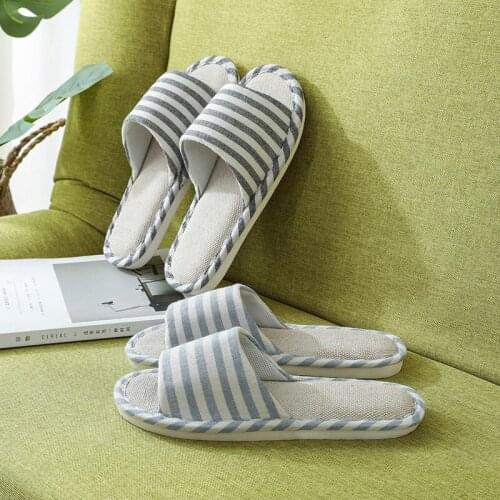 Flax slippers indoor antiskid and deodorant hemp slippers household four seasons cool slippers mens shoes womens slippers