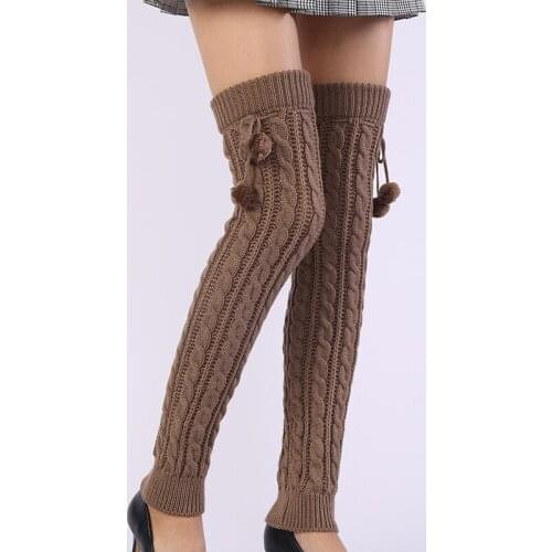 Women Winter Long Tube Socks Thigh High Knitted Woolen Piles Socks Fashion Female Sexy Warm Leg Cover Socks