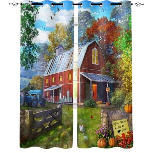 Farm Life Barn Retro Truck Rustic Blackout Curtains For Living Room Bedroom Window Treatment Blinds Drapes Kitchen Curtains