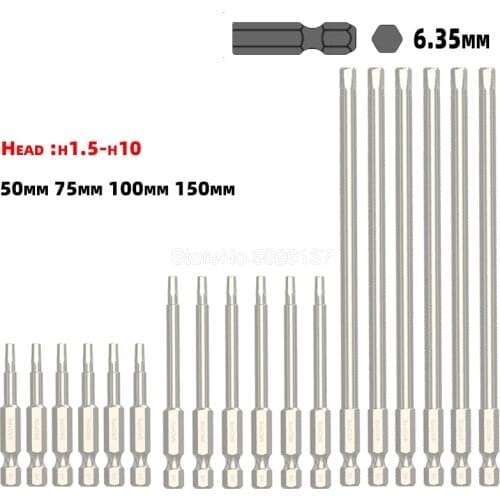 1/4 Inch Hex Shank S2 Alloy Steel Magnetic Hexagon Head Electric Screwdriver Bits Netic Length Ball Driver Bit Set Manual Tool