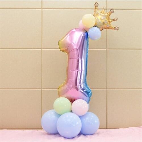 1 Set Rainbow Number Foil Balloons 32” Rainbow Digital Helium Ballon Wedding Decoration Birthday Anniversary Party Supplies