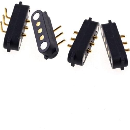 2 Pairs Spring Loaded Magnetic Pogo Pin Connector 3 Positions Magnets Pitch 2.54 MM Through Holes PCB Solder Male Female Probe