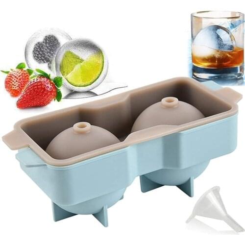 2Pcs Round Ice Mold with Funnel,Crystal Clear Whiskey Ice Ball Maker Mold Ice Balls,Enhance Your Whiskey Cocktails