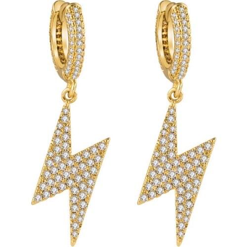 2021 New Korean Version Of Zircon Temperament Earrings Personalized Jewelry Daily womens Ins trend lightning earrings unisex ea