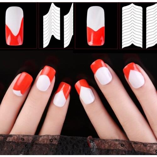 24 Style Nail Art Hollow Stencil Guide Sticker Set French Gel Polish Tip Smile 3D Image Forming Shaping Strip Template Decal Kit