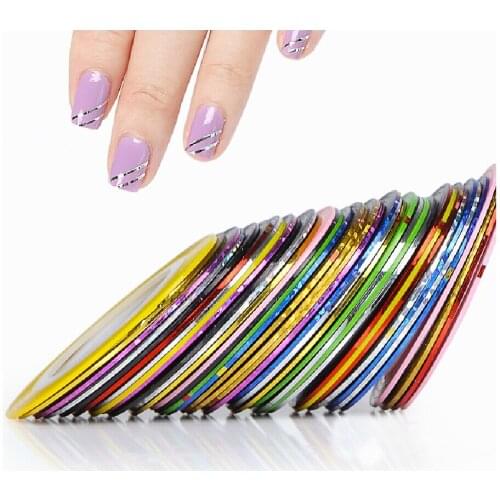 Free Shipping 30x Striping Mix Color Fashion Tape Line Nail Art Decoration Sticker UV GEL Nail Acrylic tips Tool Hot Sale