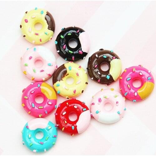5pcs 2*2.2ccm donut resin diy resin accessories mobile phone diy handmade resin environmentally friendly food play materials