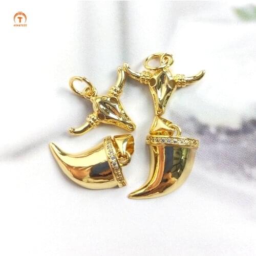 5pcs Tiny Italian Horn Pendant Charm Cornetto Gold Pepper Deer Head Pendant Animal Pendants for Women Necklace Jewelry Finding