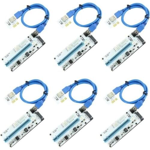 6PCS 008S 3 in 1 PCIe PCI-E PCI Express Riser Card 1x To 16x USB 3.0 Data Cable For Bitcoin Mining BTC Graphics Card