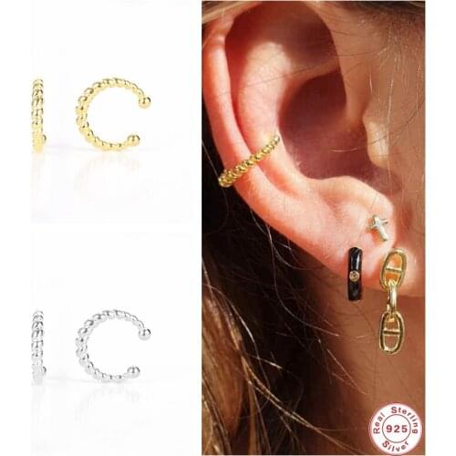 GS 925 Sterling Silver Irregular Geometric Twist Cartilage Ear Cuff No Piercing Clip Earrings Punk Jewelry Gift 2021 Trend