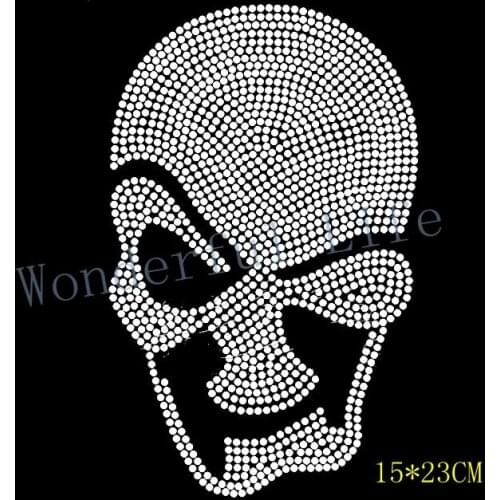 Free shipping skull hotfix rhinestones transfer design motif bling