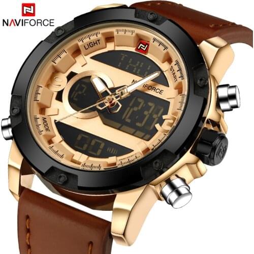 New NAVIFORCE Casual Fashion Watch For Men Complete Calendar Waterproof Led Digital Quartz Analog Clock Business Wristwatch Male