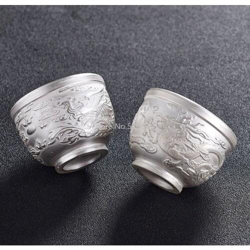 Tea Bowl Silver Ceramic Tea Cup Chinese Kung Fu Tea Set Teacup Puer Holder Drinkware Teaware Container Cup Wine Cups Decor