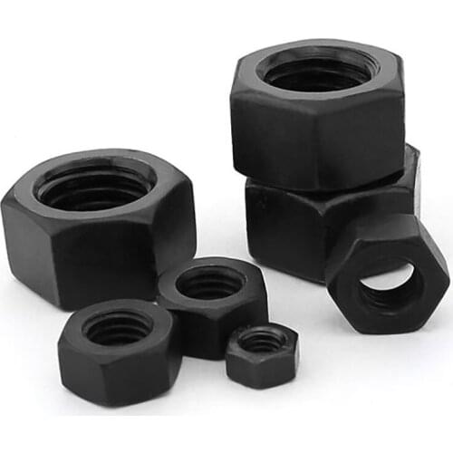 Black Carbon Steel 8.8 Grade Full Thin Thread Hex Nuts Hexagon Nut M8 M10 M12 M14 M16 M18 M20