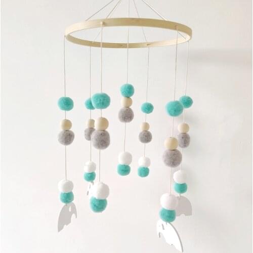 Baby Felt Balls Mobile Rattle Wooden Beads Bed Bell Wind Chimes Toys Kids Children Room Hanging Decorations