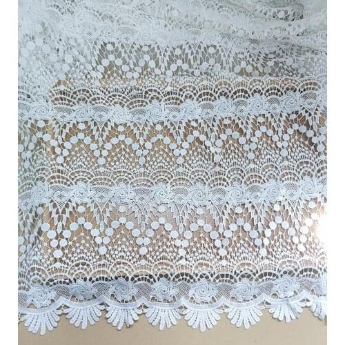 Guipure Rose Flower Lace Fabric Scallop Border Polka dots Hollow Water soluble fabric For DIY Garment Party Wedding Bridal Gown