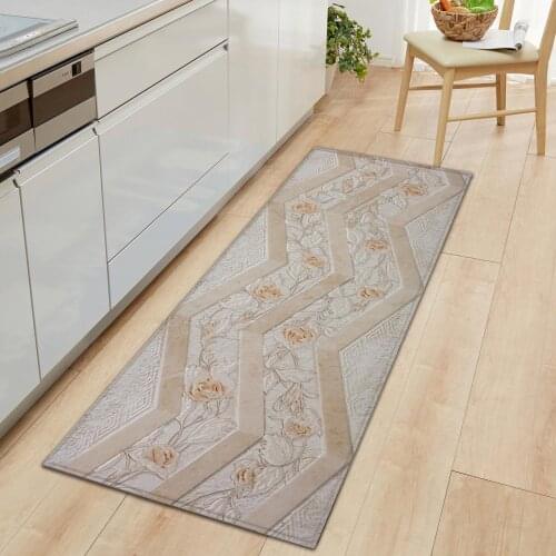 Tiles Pattern Bath Mat Non-slip Door Entrance Mat Carpet Flannel Home Kitchen Mat Rugs for Living Room Bedroom Kitchen
