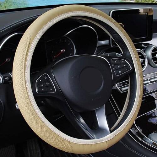 Embossing Leather Auto Steering- wheel Cover Skidproof Anti-Slip Universal Universal Car Steering Wheel Cover