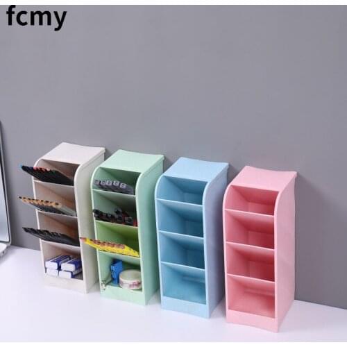 Creative Multifunctional 4 Grid Desktop Organizer Pen Holder Makeup Storage Box School Office Accessories Stationery Pencil Case