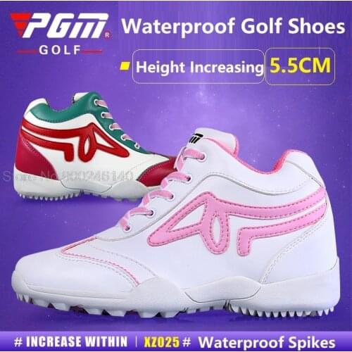 PGM Womens Waterproof Golf Shoes High Top Female Anti-Slip Spikes Sneakers Wear-Resistant Golf Sneakers Ladies Training Shoes
