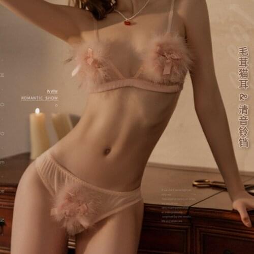 Cute Sexy Bunny Costume Women Hot Hollow Out Open Bra And Panty Pink Kawaii Anime Erotic Cosplay Lingerie Femme Bunny Suit LYYU