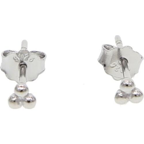 Minimalist 925 Sterling Silver Three Ball Delicate Tiny dot small earring Women girls stacking cheap jewelry Cute Earrings stud